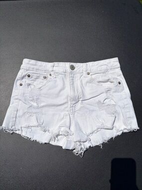 Aeropostale White Frayed Distressed Denim Shorts
